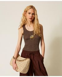 Twinset - Linen Knit Top With Lurex - Lyst