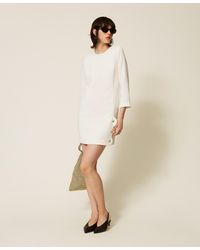 Twinset - Short Crêpe Dress With Heart-Shaped Buttons - Lyst