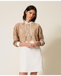 Twinset - Short Plush Dress With Lace - Lyst