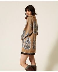 Twinset - Jacquard Wool Blend Knitted Cardigan - Lyst