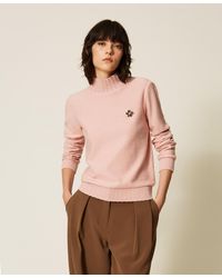 Twinset - Turtleneck Jumper With Brooch - Lyst