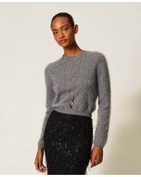 Twinset - Brushed Wool Crew Neck Jumper - Lyst