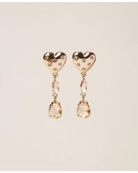 Twinset - Heart-Shaped Earrings With Rhinestone Pendants - Lyst
