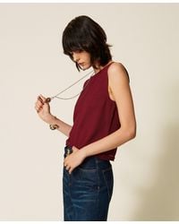 Twinset - Knit Top With Fringes - Lyst