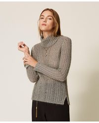 Twinset - Turtleneck Jumper With Print - Lyst