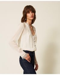 Twinset - Georgette Blouse With Lace - Lyst