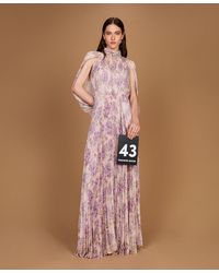 Twinset - Long Pleated Creponne Floral Dress - Lyst