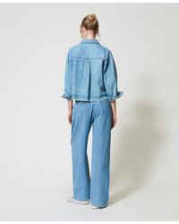 Twinset - Vaqueros De Pernera Ancha Con Strass Integral, Talla - Lyst