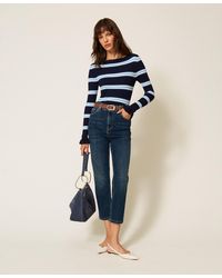 Twinset - 5-Pocket-Jeans Im Cropped-Design, Mittleres "Denimblau" Größe - Lyst