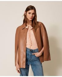 Twinset - Faux Leather Cape Jacket - Lyst