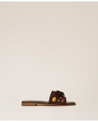 Twinset - Suede Slides With Decorative Stones - Lyst