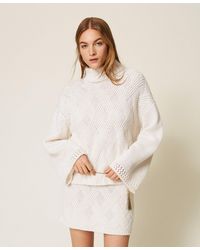 Twinset - Turtleneck Jumper With Criss-Cross Pattern - Lyst