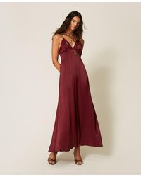 Twinset - Long Envers Satin Dress With Embroidery - Lyst