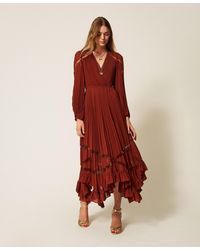 Twinset - Long Pleated Georgette Dress - Lyst