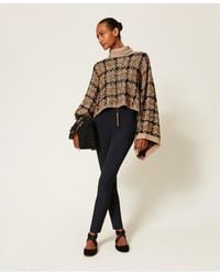 Twinset - Check Jacquard Knit Cape - Lyst