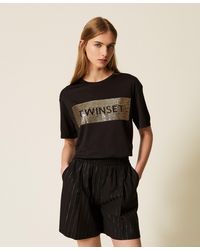Twinset - Lurex Pinstripe Shorts - Lyst