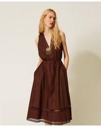 Twinset - Poplin Long Dress With Embroidery - Lyst