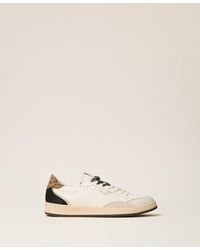 Twinset - Leather Trainers With Logo And Laminated Inserts - Lyst