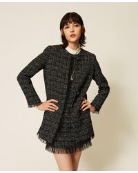 Twinset - Bouclé And Plumetis Tulle Coat - Lyst