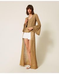 Twinset - Long Knit Cardigan With Flared Sleeves - Lyst