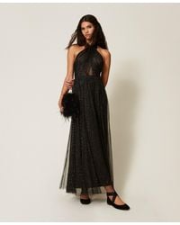 Twinset - Long Tulle Dress With Lurex - Lyst