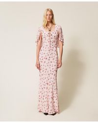 Twinset - Long Floral Print Dress - Lyst