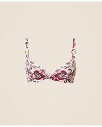 Twinset - Underwired Bikini Top With Print And Rhinestones - Lyst