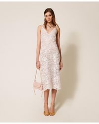 Twinset - Midi Lace Dress With Sequins - Lyst