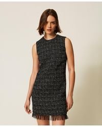 Twinset - Short Bouclé And Plumetis Tulle Dress - Lyst