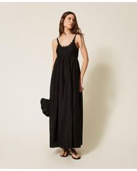 Twinset - Long Muslin Dress With Lace - Lyst