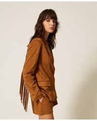Twinset - Suede Blazer With Fringes - Lyst