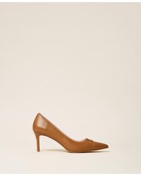 Twinset - Leather Court Shoes With Logo - Lyst