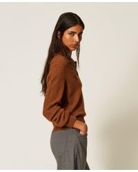 Twinset - Polo Collar Jumper With Embroidery - Lyst