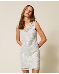 Twinset - Short Lace Dress With Sequins - Lyst