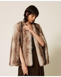 Twinset - Faux Fur Cape Jacket - Lyst
