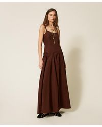 Twinset - Long Gathered Poplin Dress - Lyst