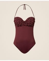 Twinset - One-Piece Swimsuit With Origami And Rhinestone Embroidery - Lyst
