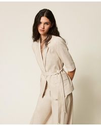 Twinset - Linen Blend Blazer With Lurex - Lyst