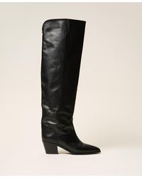 Twinset - Leather Thigh-High Boots - Lyst