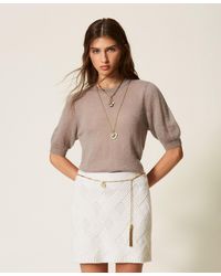 Twinset - Short Knit Skirt With Criss-Cross Pattern - Lyst