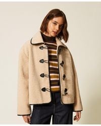 Twinset - Faux Fur Caban Coat With Frog Fasteners - Lyst