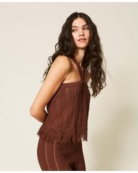 Twinset - Knit Top With Fringes - Lyst