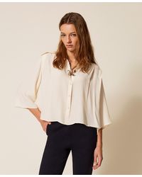 Twinset - Crêpe De Chine Cropped Shirt - Lyst