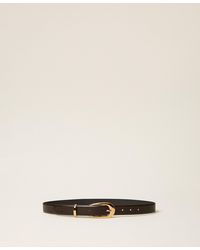 Twinset - Leather Belt With Oval Buckle - Lyst