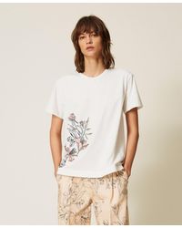 Twinset - T-Shirt With Floral Embroidery - Lyst