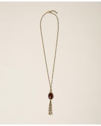 Twinset - Long Necklace With Animal Print Pendant, "Aged Coppery Brass" - Lyst