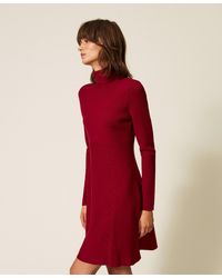 Twinset - Short Knit Dress With Turtleneck - Lyst