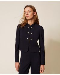 Twinset - Mandarin Collar Jacket With Decorative Buttons - Lyst