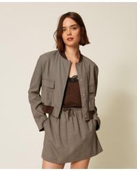 Twinset - Houndstooth Bomber Jacket With Pockets - Lyst