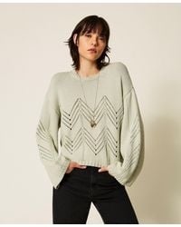 Twinset - Wool Blend Jumper With Chevron Pattern - Lyst